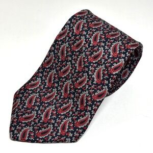 Vtg Kuppenheimer Necktie Mens OS Red Navy Blue Paisley 100% Silk Classic Formal